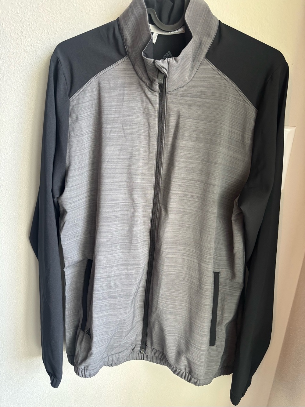 adidas Men’s Gray and Black Lightweight Full-Zip Jacket